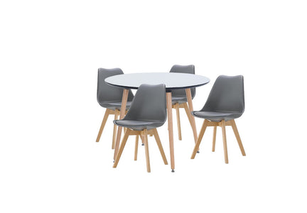 Dining Set Eames Grey - 4 Chairs / Round Table - Pre order for early April Delivery - Fervor + Hue