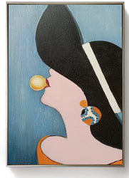 Framed Oil Painting - Funky Hat Bubblegum - Fervor + Hue