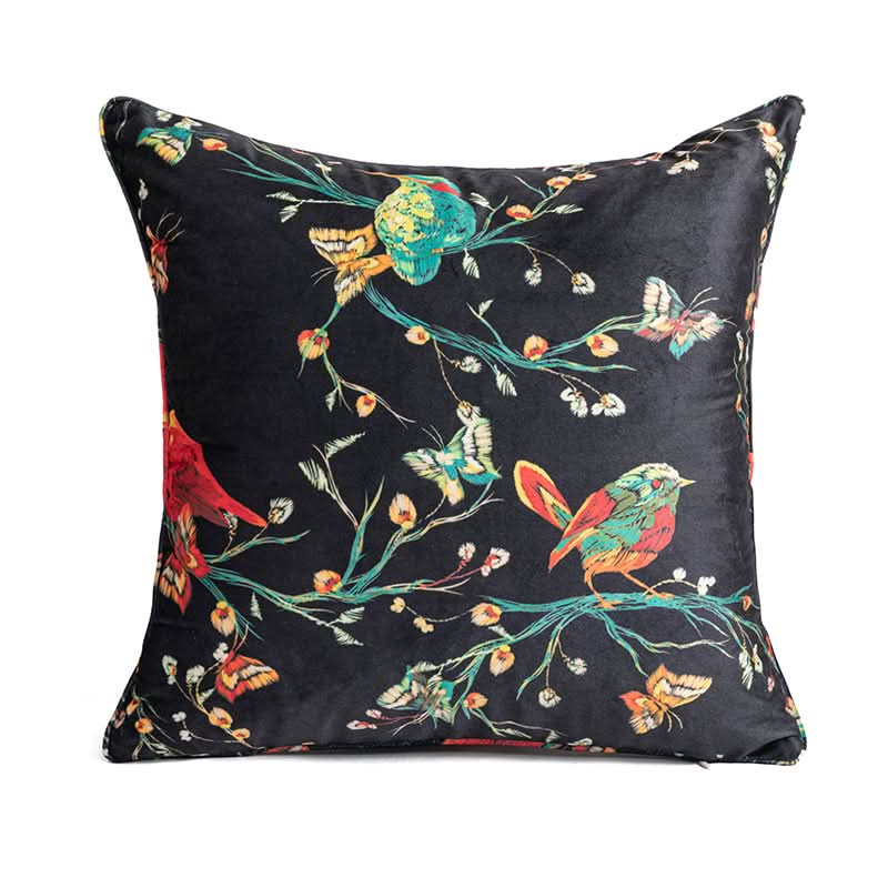 Cushion Chenille Print Birdsong Dusk