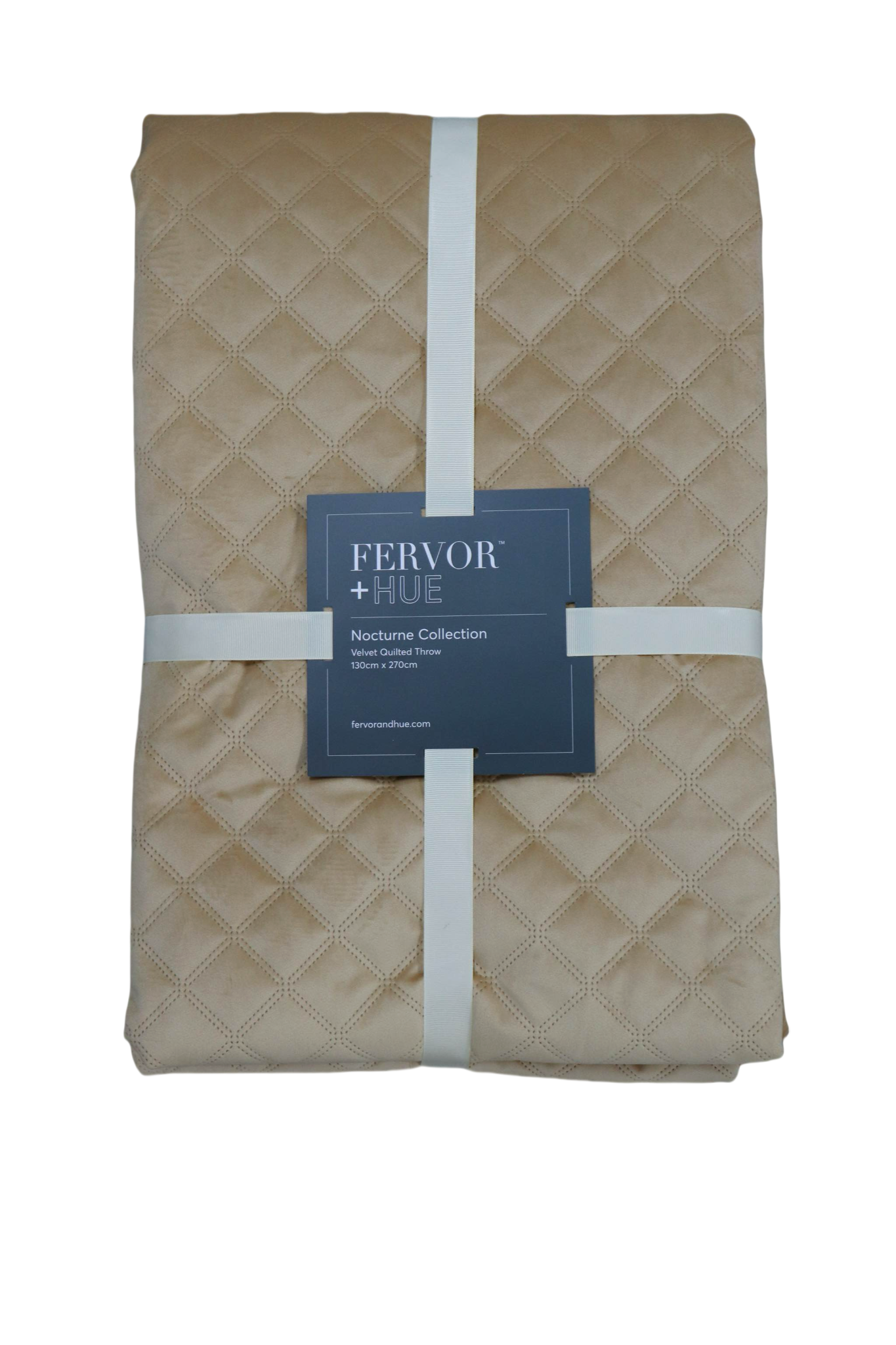 F+H Quilted Velvet Throw Caramel