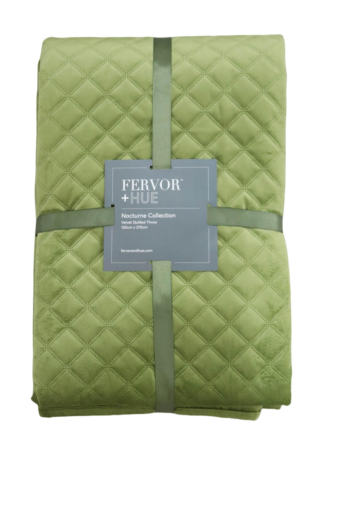 F+H Quilted Velvet Throw Moss Green