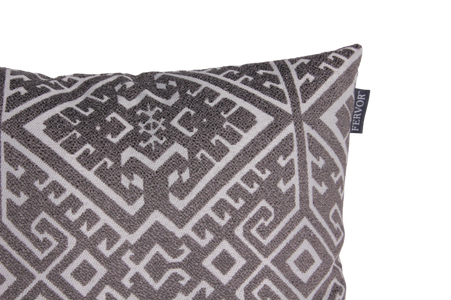 Cushion Caspian Ikat Print Grey - Fervor + Hue