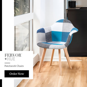 Eames Style Studio Chairs Blue Patchwork - Fervor + Hue