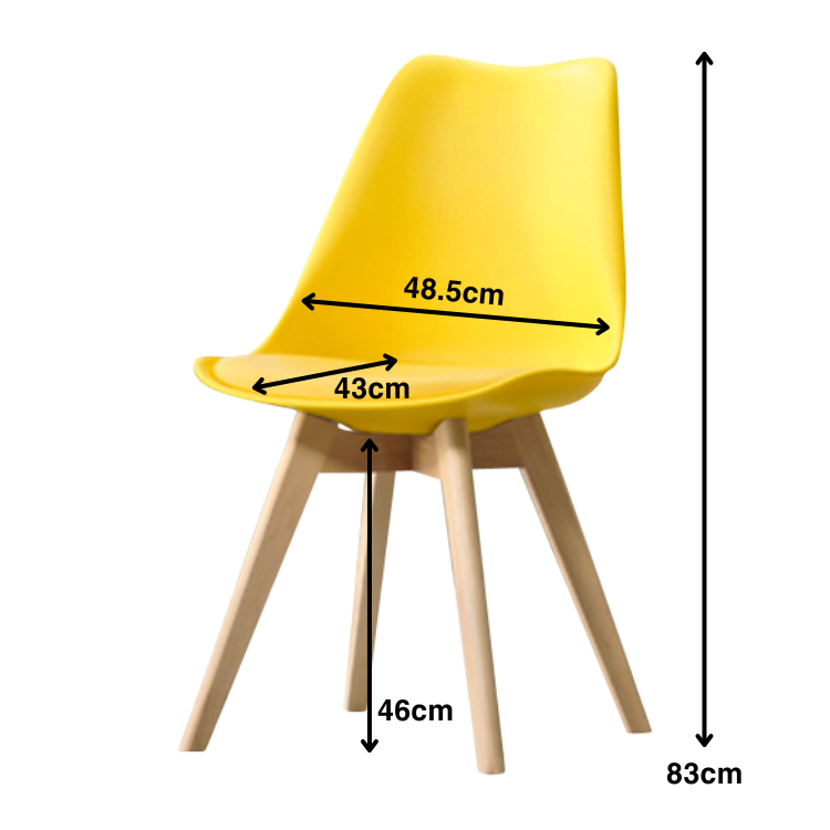 Eames Style Dining Chairs Yellow with padded seat - Back in stock early April Pre order now - Fervor + Hue