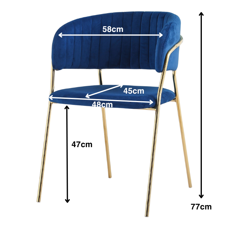 Ada Chair Velvet Blue - Fervor + Hue