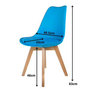 Eames Style Dining Chairs Aqua Blue with padded seat - Back in stock early April Pre order now - Fervor + Hue