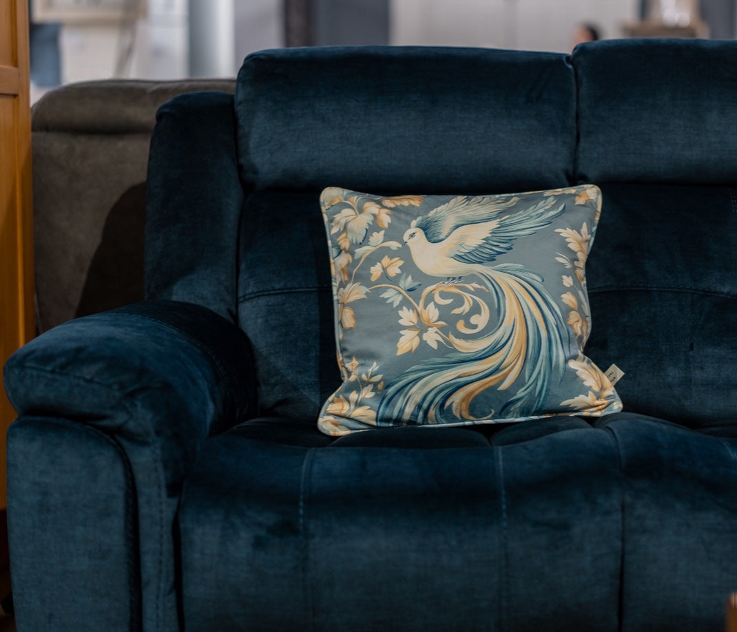 Cushion F+H Velvet Classic Bird Cream Multi