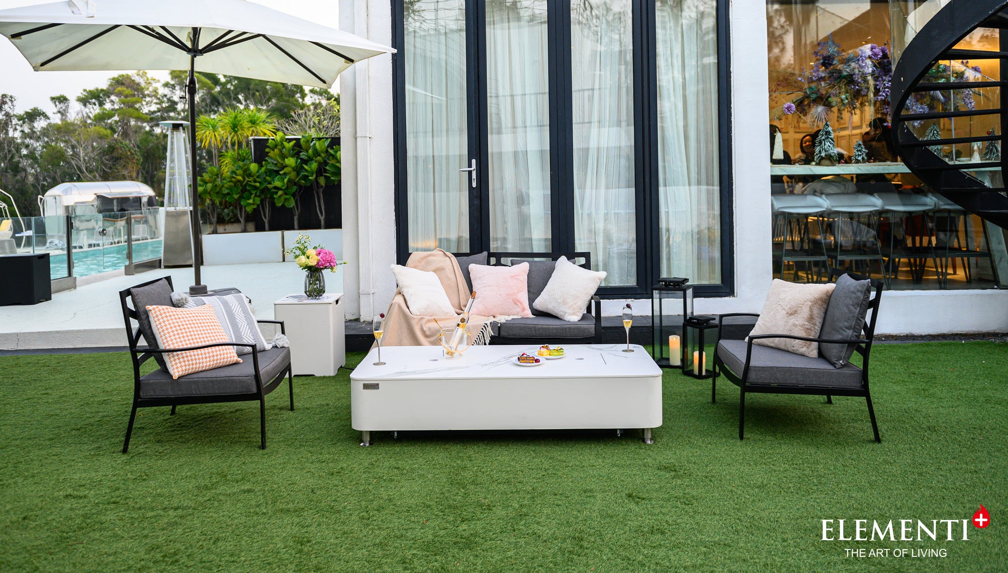 Athens Porcelain Top Fire Table