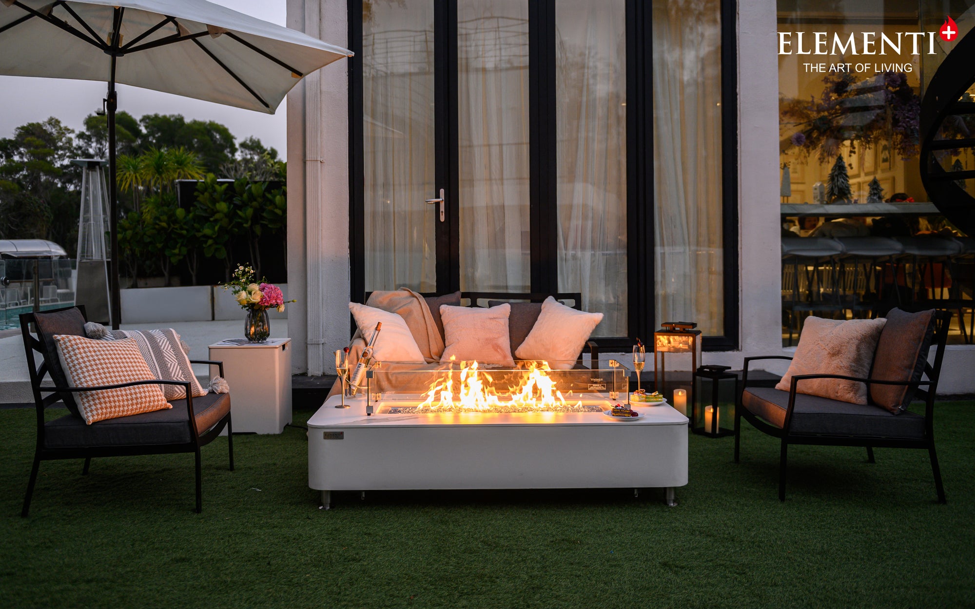 Athens Porcelain Top Fire Table