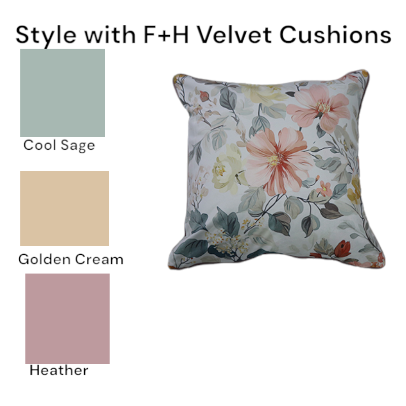 Cushion F+H Velvet Floral Dainty