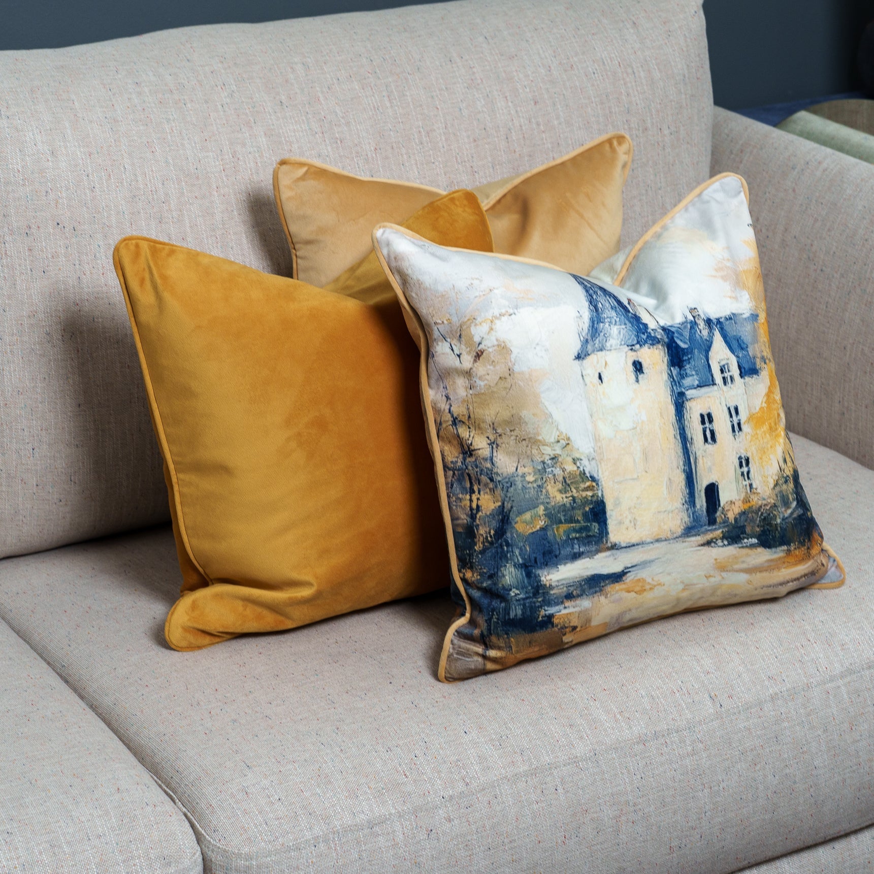 Cushion F+H Velvet Rustic Castle View