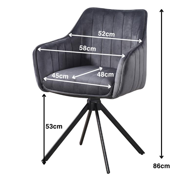 Alex Arm Chair Velvet Grey - Fervor + Hue