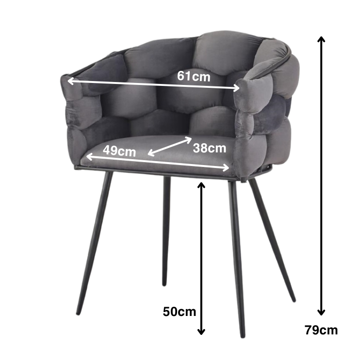 Aya Arm Chair Velvet Grey - Fervor + Hue