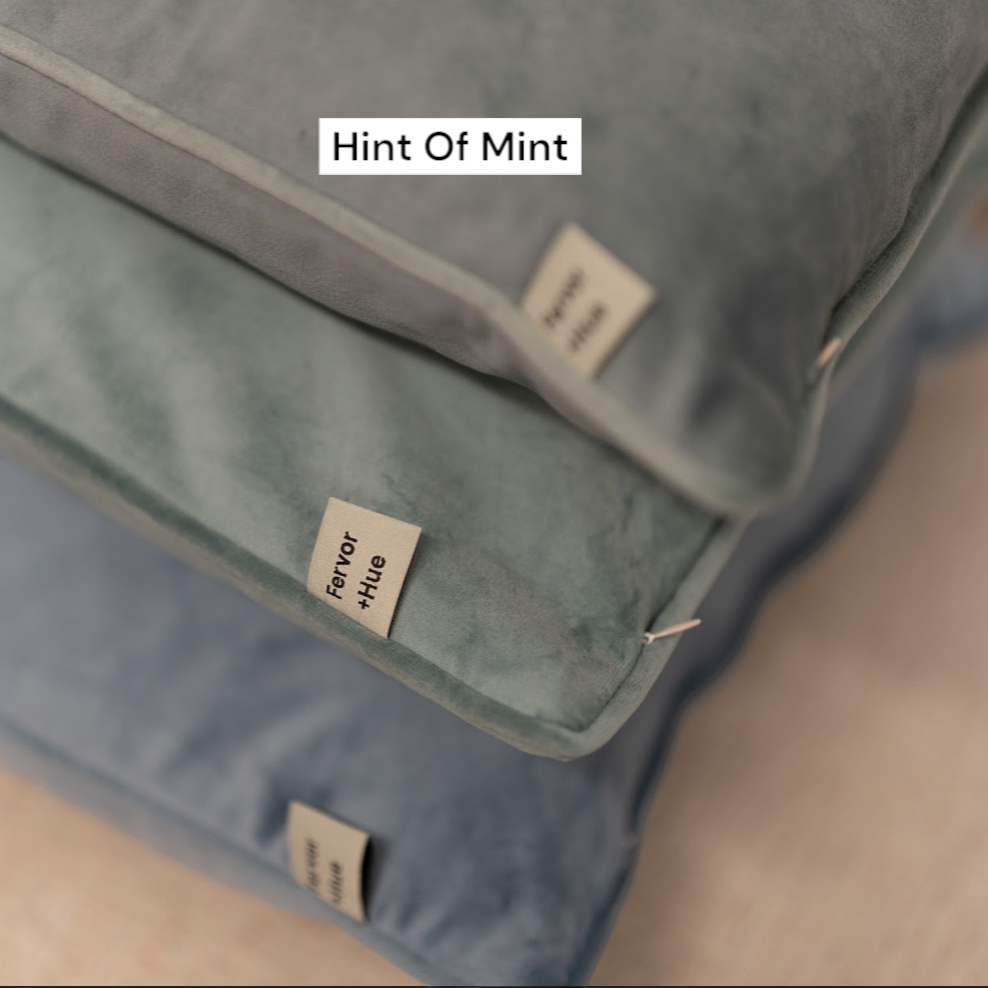 Cushion F+H Velvet Plain Hint Of Mint 45x45cm