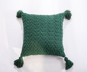 Cushion Tilly Texture Tassel 45cm Green - Fervor + Hue
