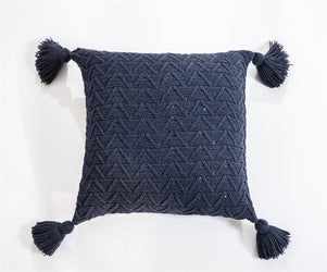 Cushion Tilly Texture Tassel 45cm Blue - Fervor + Hue