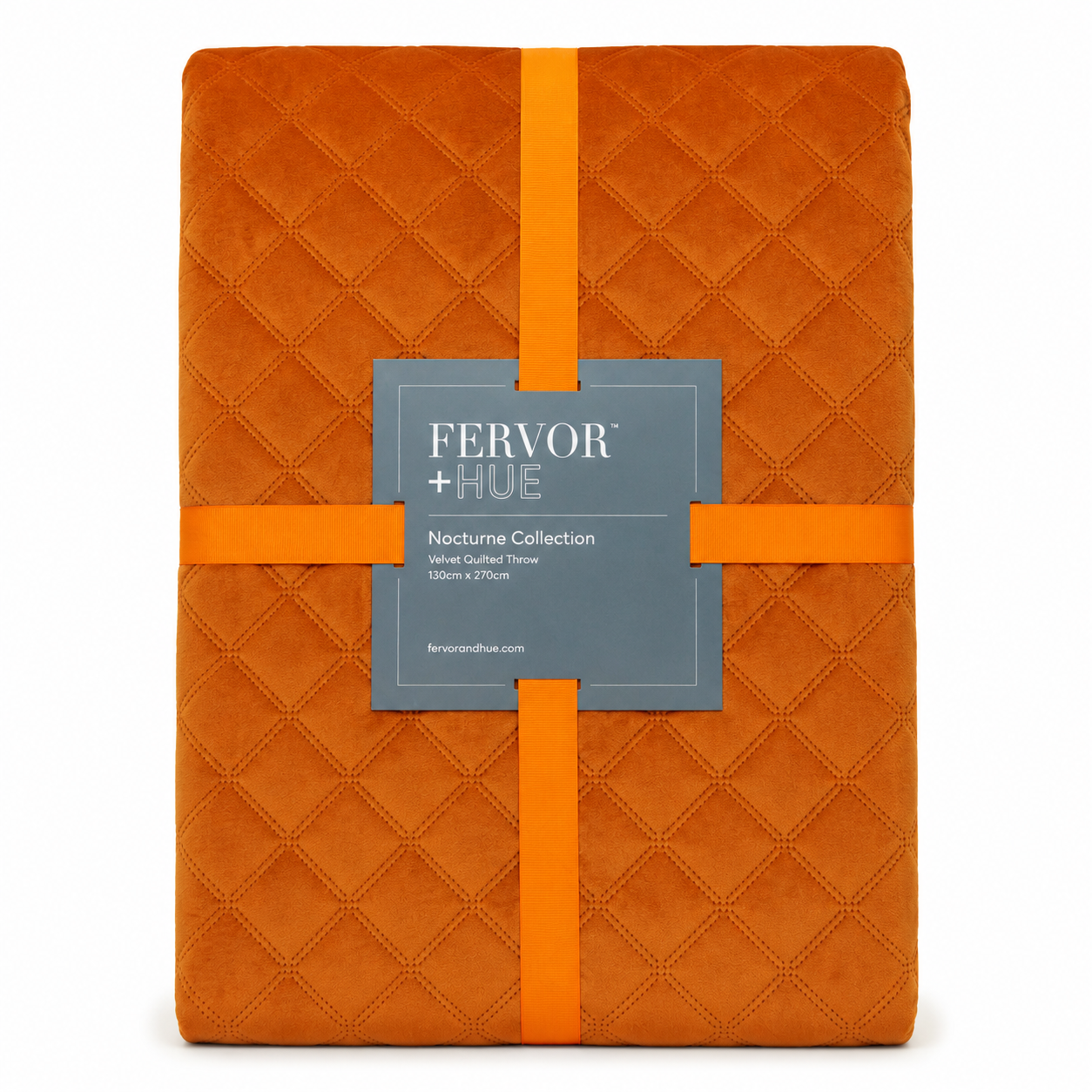 F+H Quilted Velvet Throw Copper