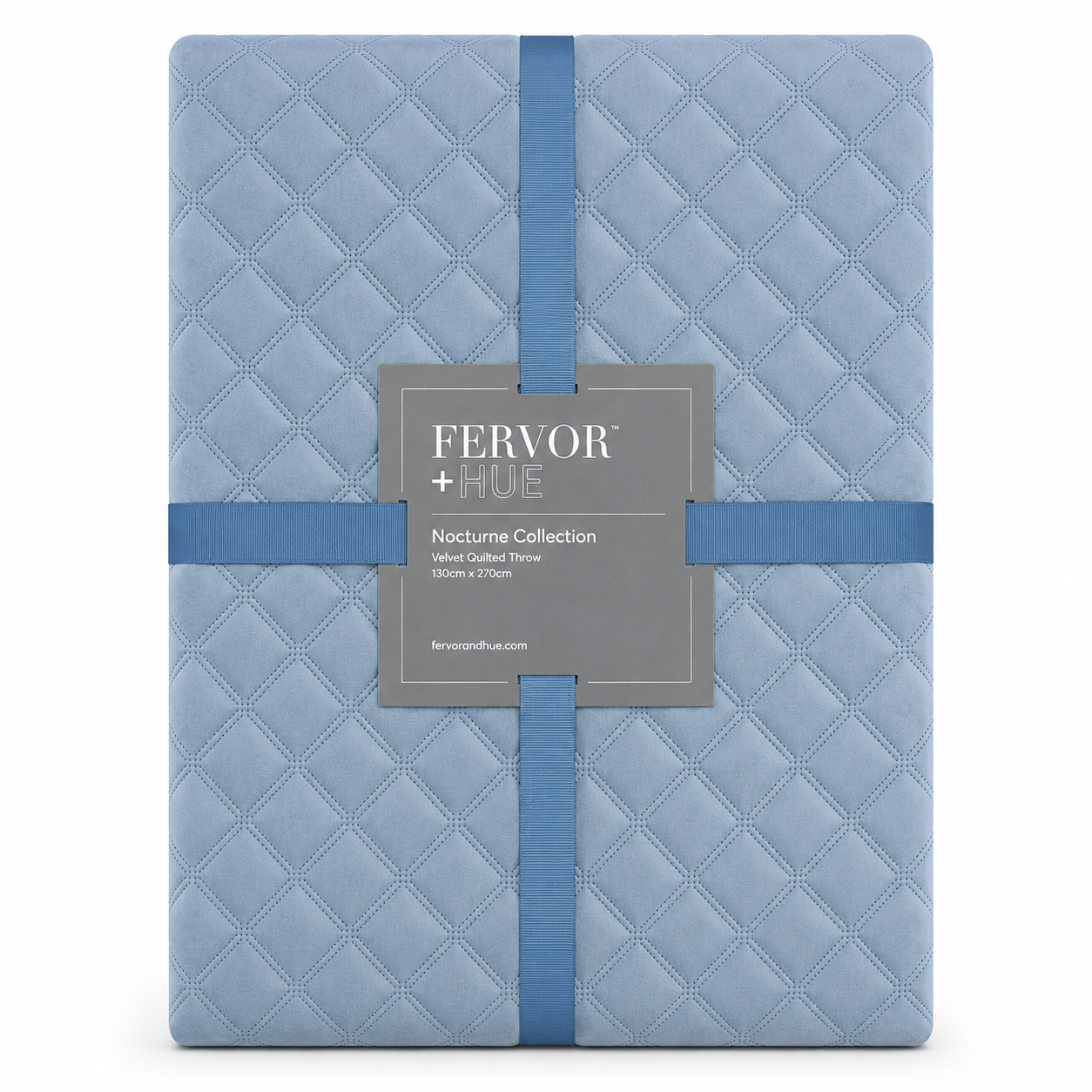 F+H Quilted Velvet Throw Gentle Blue