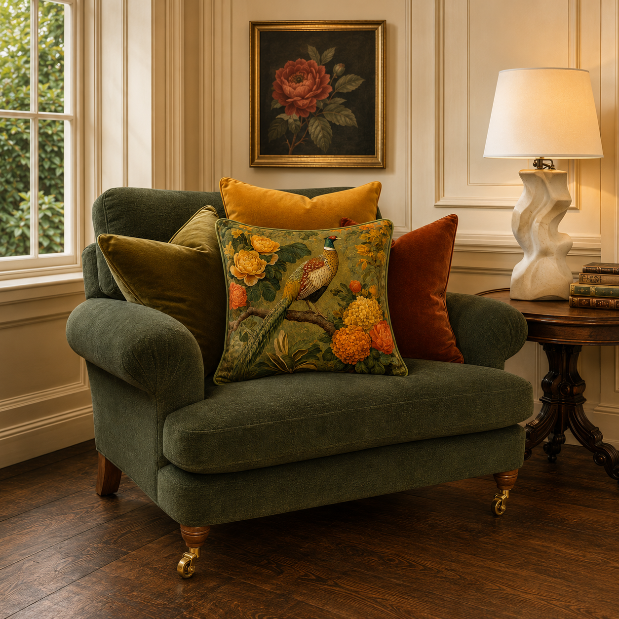 Cushion F+H Velvet Autumn Glow Feathers Available Early Oct