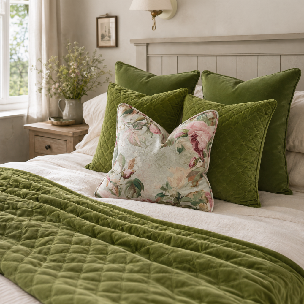 Cushion F+H Velvet Cottage Rose Trail