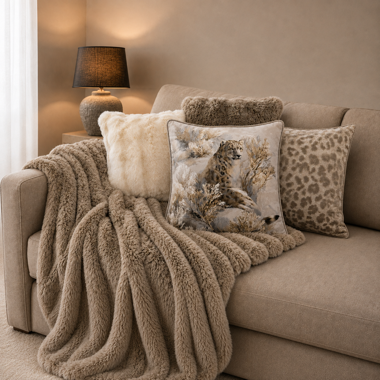 Cushion F+H Fairbank Fur Cream Available Early Oct