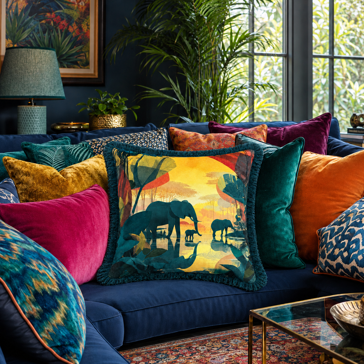 Cushion F+H Velvet Jungle Family Available Early Oct