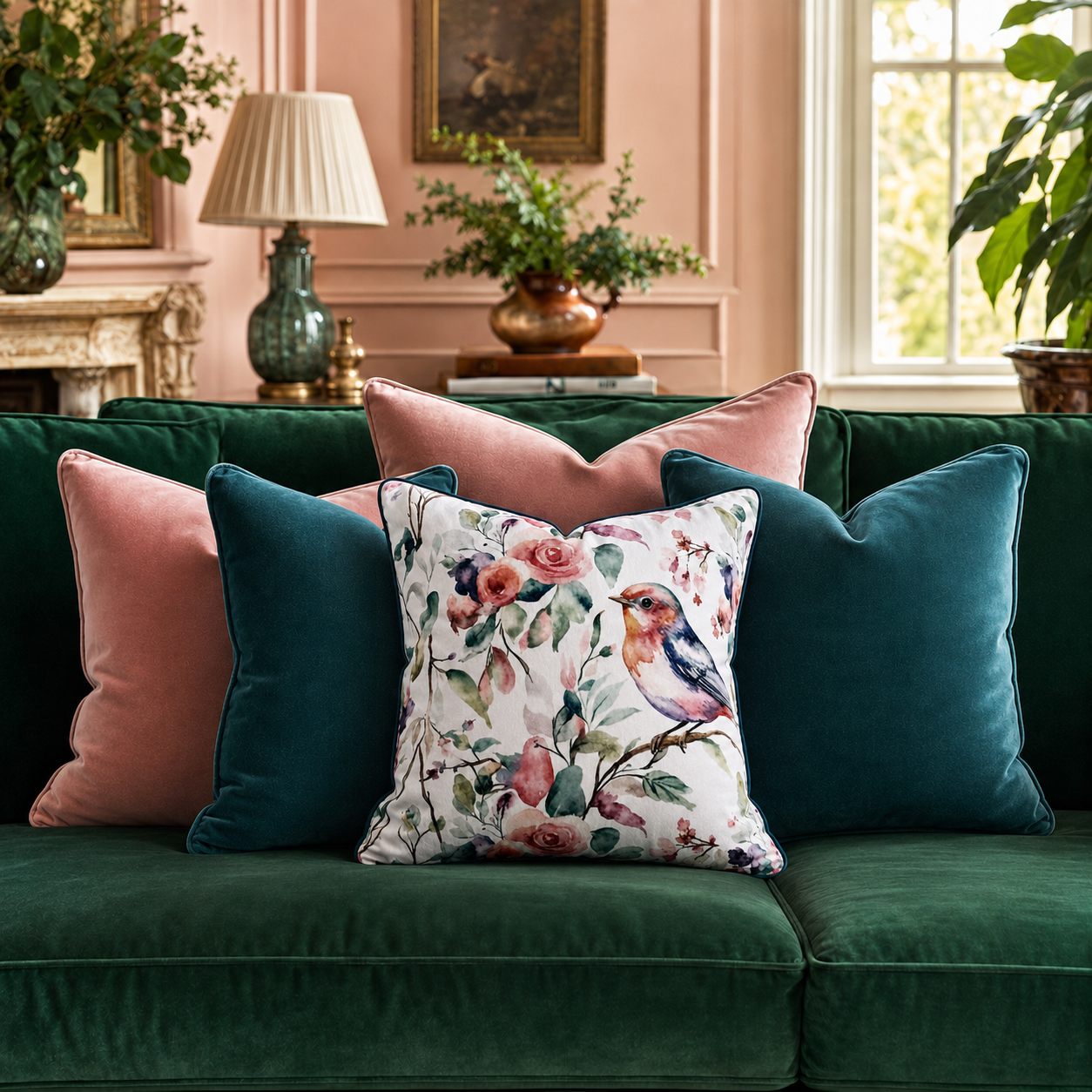 Cushion F+H Velvet Vintage Rose Garden