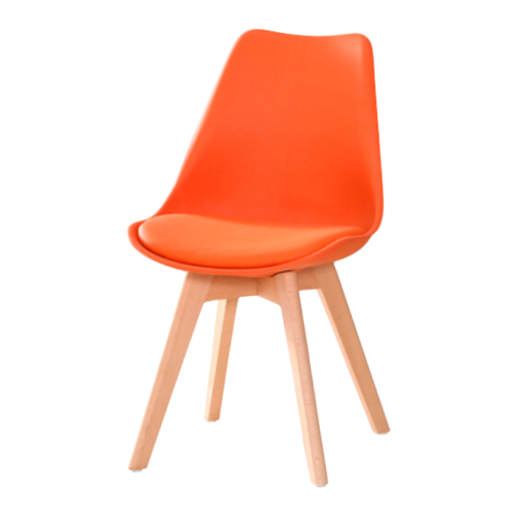 Eames Style Dining Chairs Orange with padded seat - Back in stock early April Pre order now - Fervor + Hue