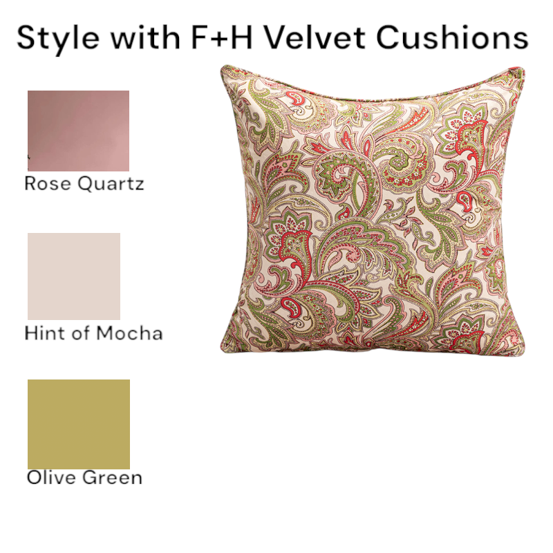 Cushion Chenille Paisley Olive Green