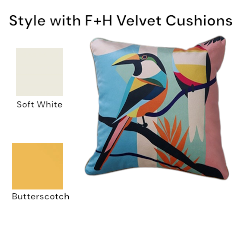 Cushion F+H Velvet Polly Parrot Pair Available Early Oct