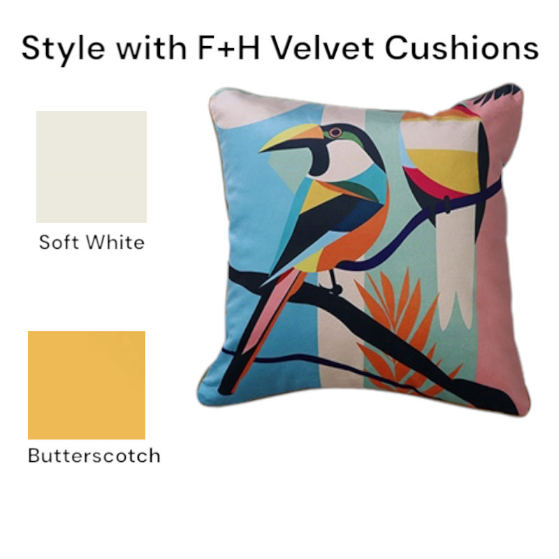 Cushion F+H Velvet Polly Parrot Pair