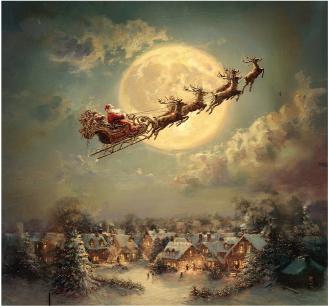 Cushion F+H Velvet Christmas Santa Sleigh Ride Available Early Oct