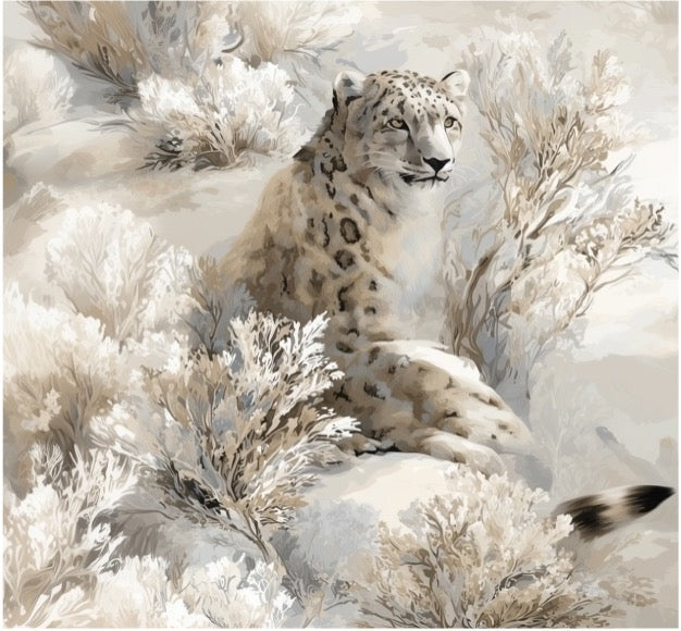 Cushion F+H Velvet Snow Leopard Available Early Oct