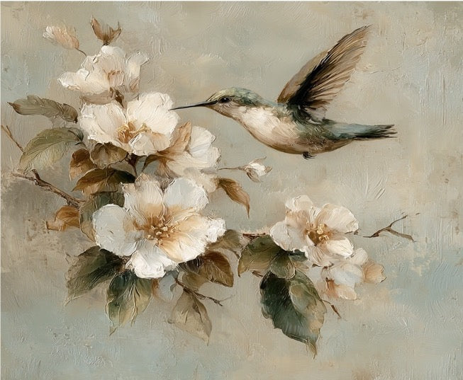 Cushion F+H Velvet Hummingbird Melody - Beige Available Early Oct