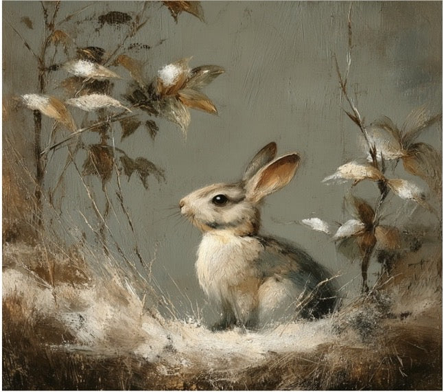 Cushion F+H Velvet Woodland Bunny In The Snow Available Early Oct
