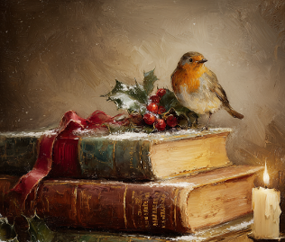 Cushion F+H Velvet Christmas Robin Available Early Oct