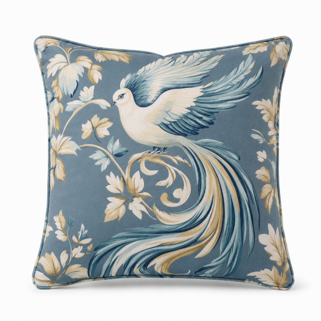 Cushion F+H Velvet Classic Bird Cream Multi
