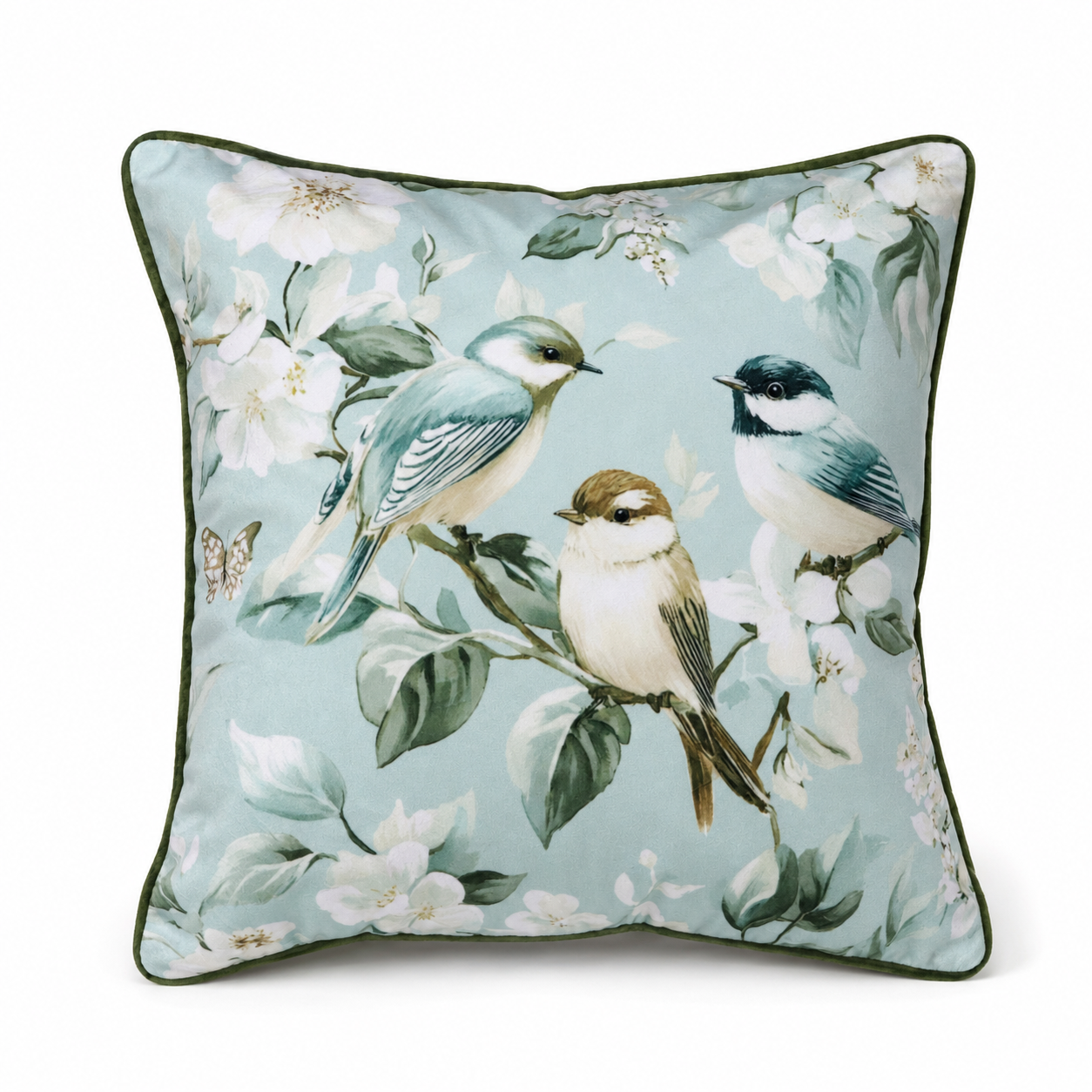 Cushion F+H Velvet Dawn Chorus Green