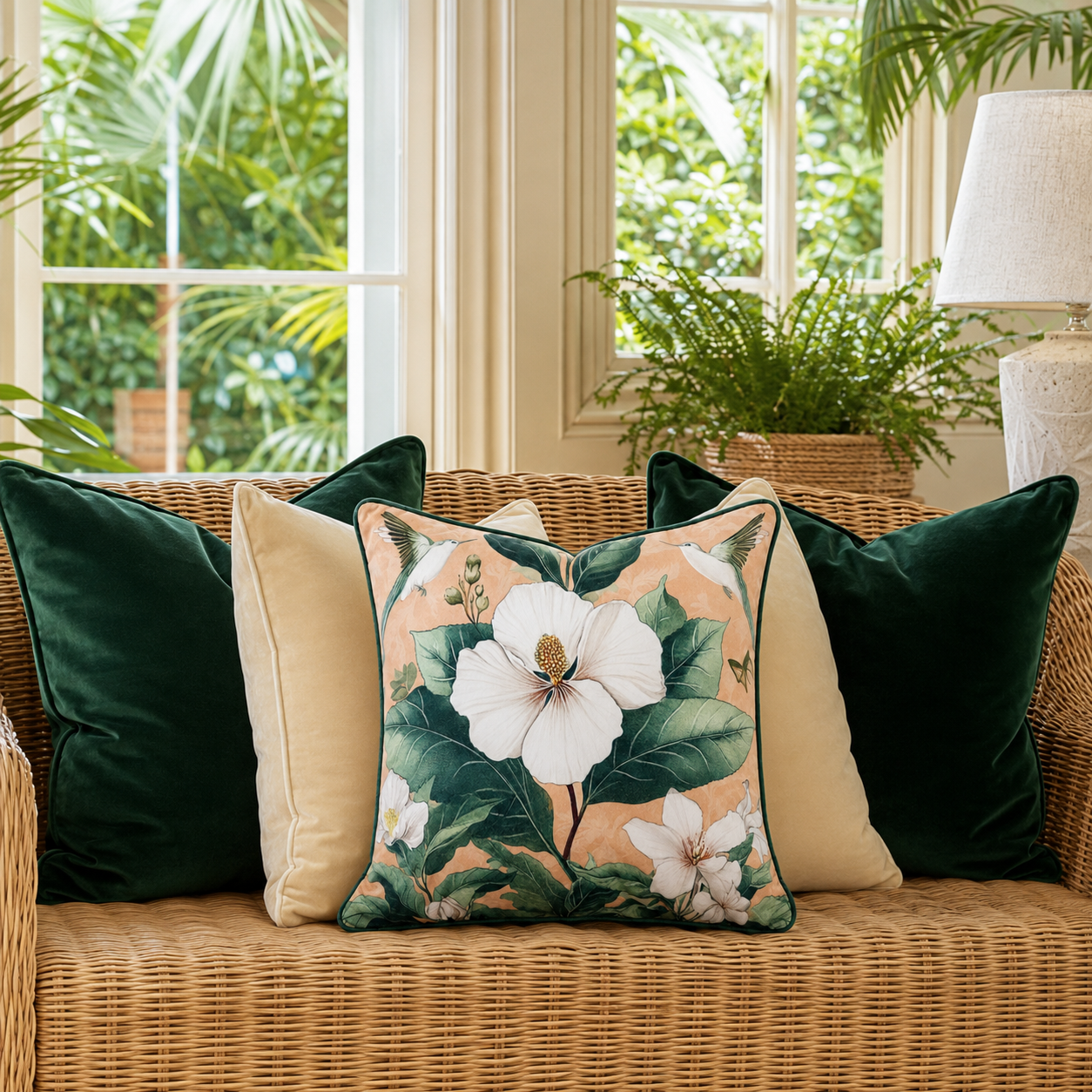 Cushion F+H Velvet Floral Lily