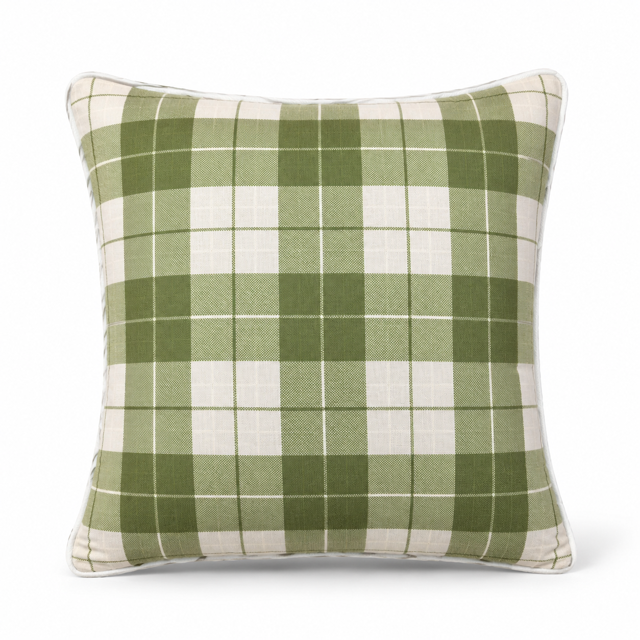 Cushion Linen Weave Check Green