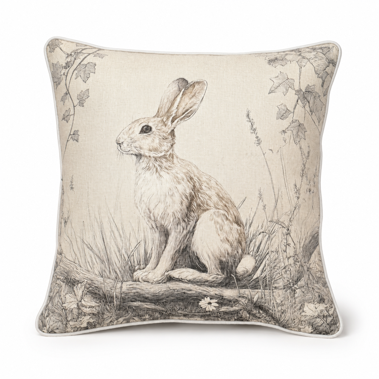 Cushion Linen Weave Sketch Rabbit