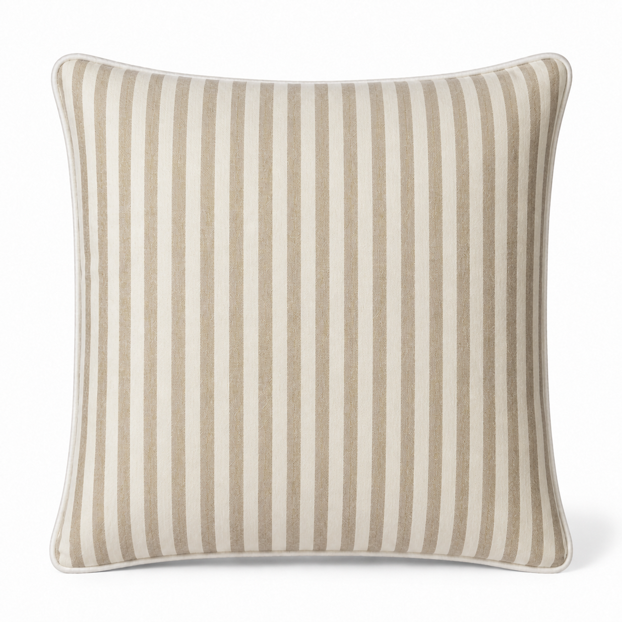 Cushion Linen Weave Stripe Beige