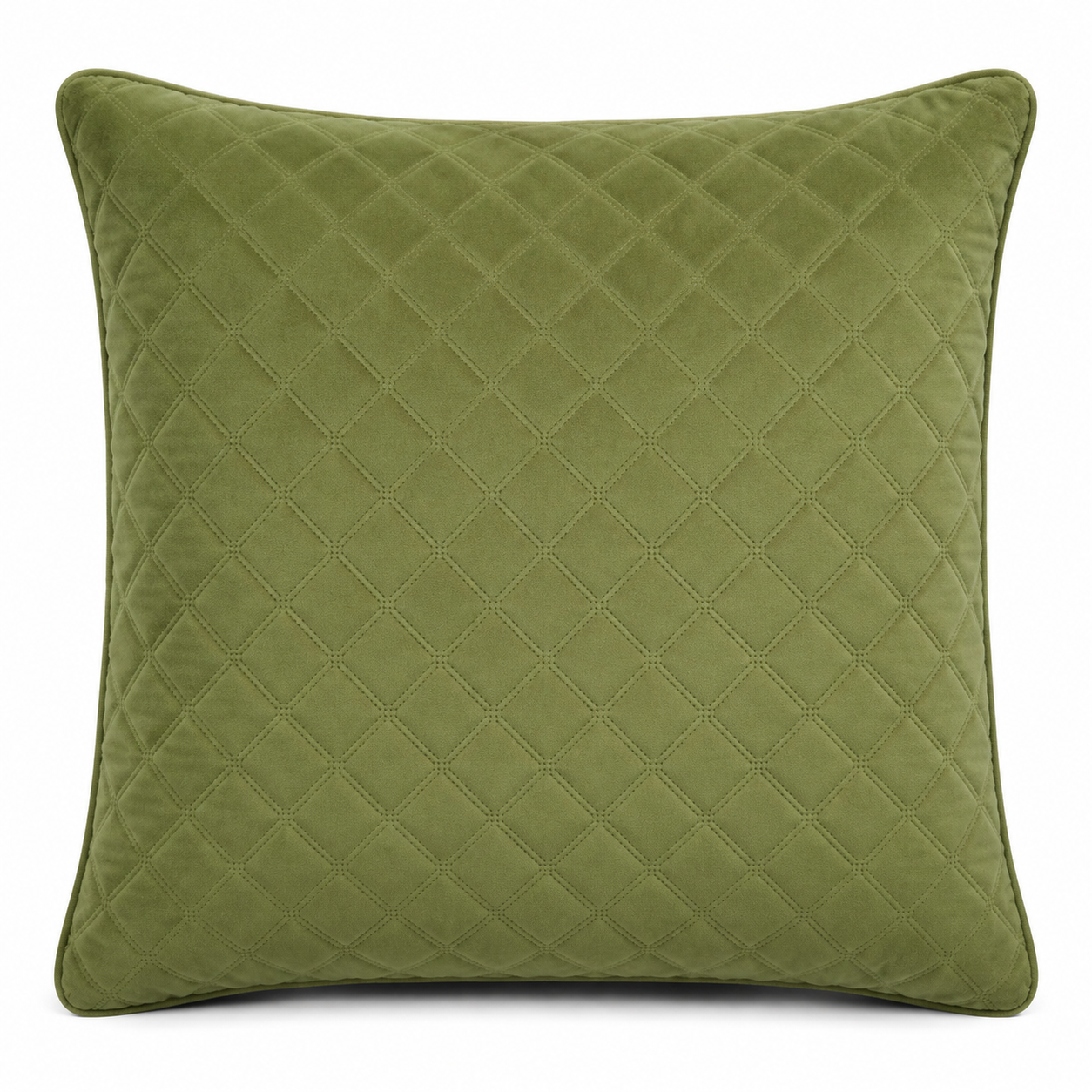 Cushion F+H Quilted Velvet Moss Green 50x50cm