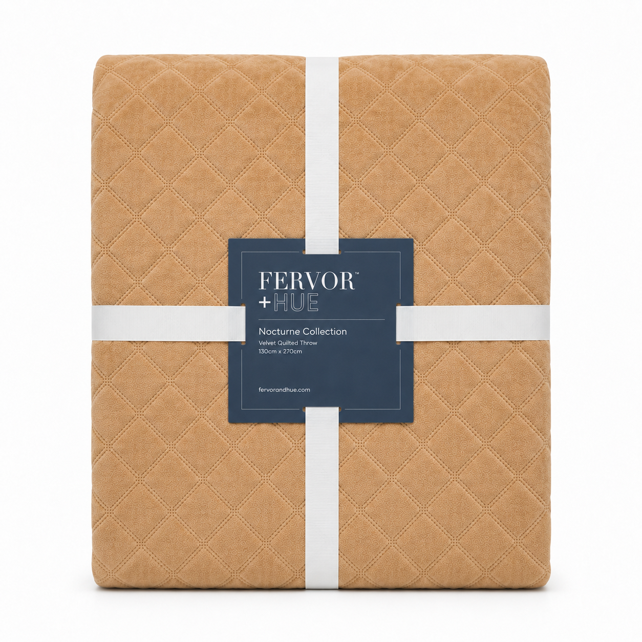 F+H Quilted Velvet Throw Caramel