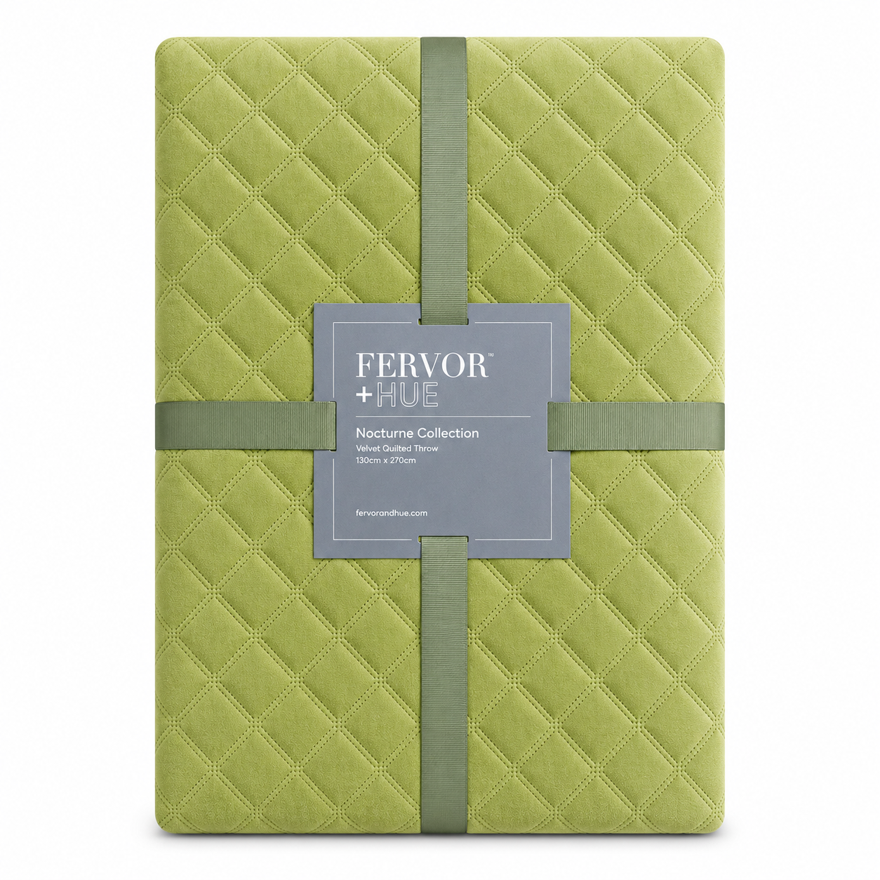 F+H Quilted Velvet Throw Moss Green