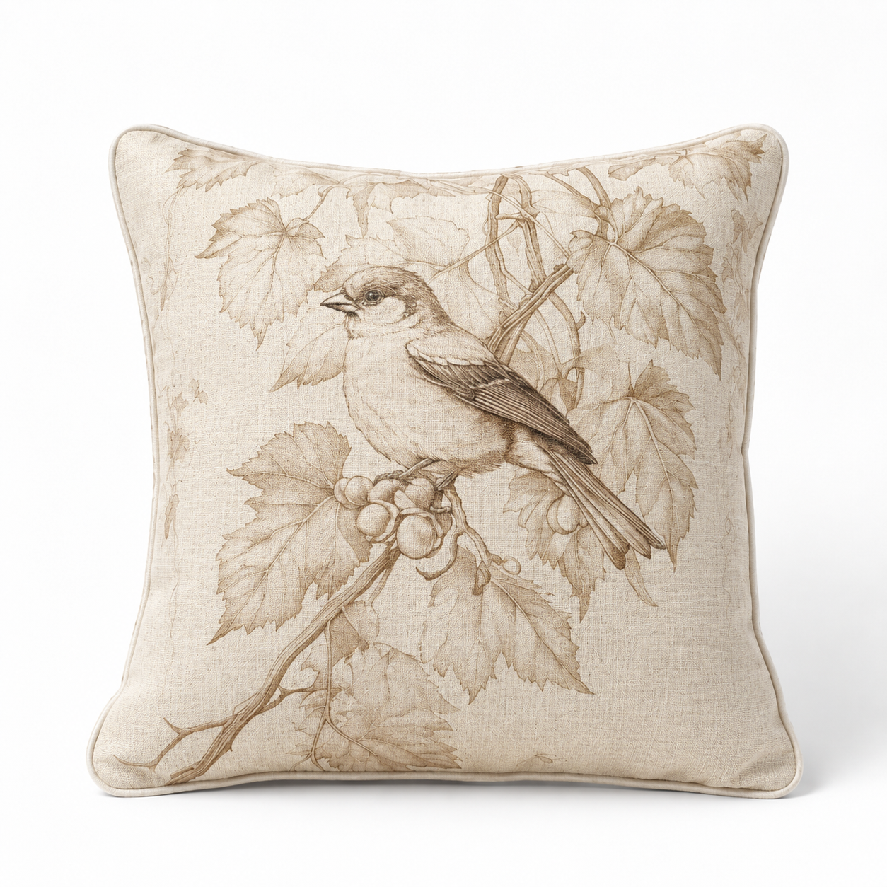 Cushion Linen Weave Sketch Bird