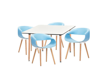 Dining Set Celine Blue - 4 Chairs / Rectangle Table - Fervor + Hue