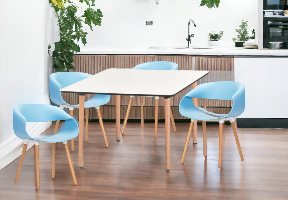 Dining Set Celine Blue - 4 Chairs / Rectangle Table - Fervor + Hue
