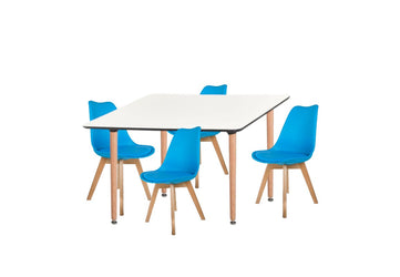 Dining Set Eames Blue - 4 Chairs / Rectangle Table - Pre order for early April Delivery - Fervor + Hue
