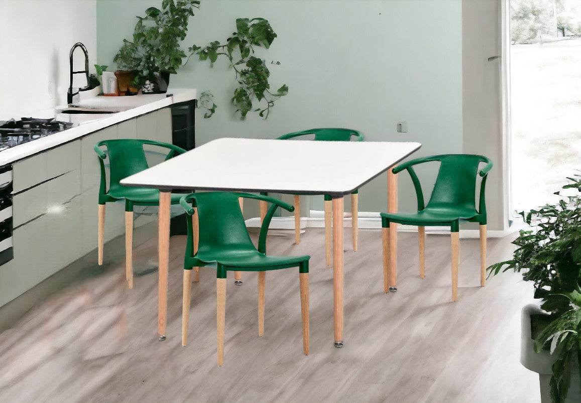 Dining Set Daisy T Green - 4 Chairs / Rectangle Table - Fervor + Hue